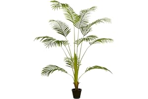 HOMCOM Palmera Areca Artificial 170 cm Árbol Artificial con 11 Hojas Realistas y Maceta de Plástico Decoración para Interior Salón Oficina Balcón Ø15x170 cm Verde