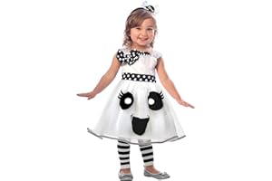 amscan Girls Cute Happy Ghost Halloween Fancy Dress Costume