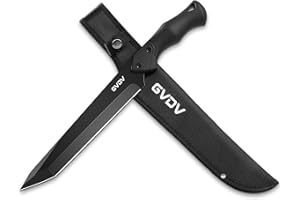 GVDV Cuchillo de Hoja Fija con Funda, Cuchillo de Caza en Forma Tanto para Supervivencia, Acampar, Caza