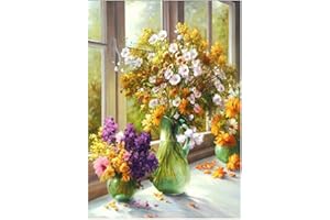 cukol cukol Cukol Kit Punto Croce Fiori, 11ct Punto Croce Kit da Ricamare, Kit Quadri Punto Croce Prestampato Completo Stampati Prestampati Schemi Principianti Set Kit Ricamo Ricami Disegni 36x46 cm