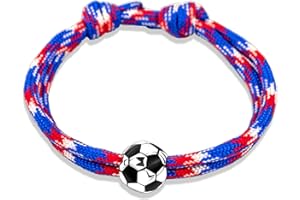 Ernestine - Bracelet Football réglable acier inoxydable - Idée cadeau foot homme enfant - Bracelet sport Foot - Cadeau Homme Noël anniversaire fête des pères - accessoire équipe de France Football