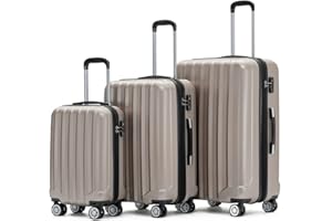 BEIBYE TSA-Schloß 2080 Zwillingsrollen neu Reisekoffer Koffer Trolley Hartschale Set (Champagner, Set)