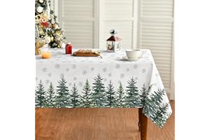 Artoid Mode Płatki śniegu sosnowe Boże Narodzenie obrus, prostokątny 140 x 160 cm zimowy świąteczny pokrowiec na stół ochraniacz na imprezę dekoracje domowe