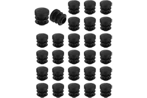 QUARKZMAN 28Pcs Tapones Redondos para Tubo, Tapones Negros para Extremos de Tubo, 14mm (0.55 Pulgadas) Insertos para Patas de Muebles, Protección Deslizante para Silla, Sofá, Mesa, Estante