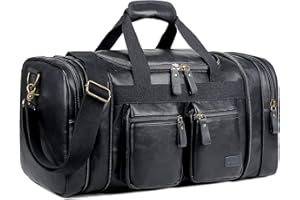 BAOSHA Sac de Voyage en Cuir PU Sacs à Main Week - End pour Hommes et Femmes Sacs de Voyage pour la Nuit Sac de Sport HB-21 (Noir)