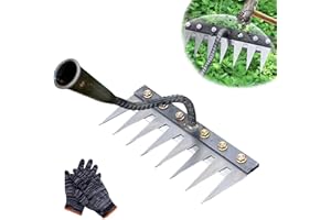 KNUBBUF Rastrillo de Hierro para jardinería y deshierbe, Ironrake 2.0, rastrillo de deshierbe de Hierro Mejorado, rastrillo escarificador, rastrillo de jardín de Acero al Carbono (8 Dientes)