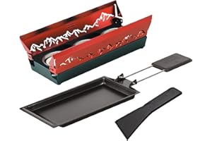 KUHN RIKON Candle Light Mini Alpenglühen Raclette Set, rot, Antihaft-Grill-Pfännchen, mit Teelicht
