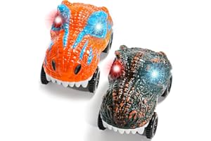 Jerryvon Dinosaurios Juguetes para Niños 3-6 Años - Circuito de Coches con Accesorios de Pista, Track Race Cars para Niños y Niñas (2 Coches)