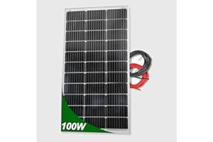 VIASOLAR Placa solar monocristalina 100W 12V cable 5 metros células PERC de alta eficiencia