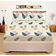 IVAZA King Size Twill Cotton Double Bedsheet || 300 TC Premium Collection Design Print Bedsheet with 2 Pillow Covers Carolina