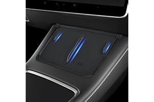 frani Wireless Charging Cover(Black Carbon Fiber Texture) Designed for Tesla Model 3/Y 2021-2024,Tesla Center Console Cover Accessories for Model 3/Y(Not for Model 3 Highland 2024)