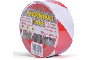 TAPEBEAR Hazard Caution Tape, Self Adhesive Warning Tape for Steps, High Visibility Red White Tape for Outdoor Construction Warning, Crime Scene Barrier, Danger Zone, 2inch X 50yard…