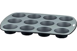 Lagostina Gustosa Stampo 12 Muffin in Acciaio Antiaderente per Forno, Nero, 38x27 cm