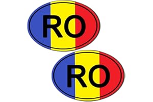 Biomar Labs® 2 Stück Vinyl Rumänien Romania Flagge Aufkleber Autoaufkleber Stickers Auto Moto Motorrad Fahrrad Helm Fenster Tuning B 210