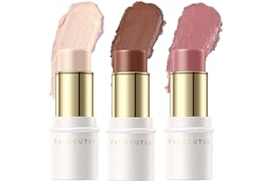 FALOCUTUS 3 Pcs NEUTRAL Contour Stick Set,Cream Blush & Highlighter Bronzer Pen,Long Lasting & Smooth Natural Face Contouring Illuminator,Professional Makeup Kit for All Skin
