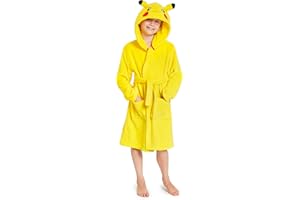 POKÉMON Pokemon szlafrok z kapturem, Pikachu 3D, miękki polarowy szlafrok dla dzieci, zabawne ubrania dla dzieci, dla chłopców lub dziewcząt, pomysł na prezent dla dzieci i nastolatków w wieku 4–14 lat