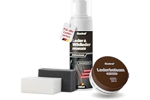 ‎KESTRAL KESTRAL Lederpflege-Set: Reiniger & Balsam mit Jojobaöl - Porentiefe Reinigung & Intensive Pflege für Leder & Kunstleder – Ideal für Auto, Motorrad, Ledercouch, Jacke, Schuhe & mehr - Made in Germany