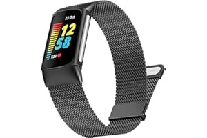 Songsier Bracelet en Métal Compatible avec Fitbit Charge 5, Bracelet de remplacement réglable en métal en acier inoxydable pour Fitbit Charge 5 Activity Tracker Femmes Hommes
