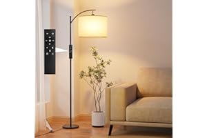 GLUROO Lampa Podłogowa do Salonu z Pilotem, Nowoczesna Lampa Stojąca z 3 Zmianami Kolorów, Płynna Jasność, Wysoka Lampa do Czytania z Włącznikiem Nożnym do Sypialni