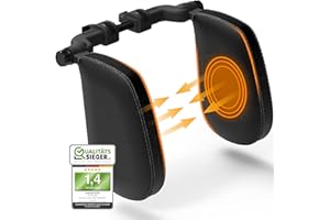 FLIPLINE Repose Tete Voiture Coutures Noir - Cale Tete Enfant Voiture - Sensation de voyage confortable pour Enfants et Adultes - Installation facile sans tournevis - Réglable Appuie Tete Voiture