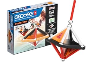Geomag, Panneaux E-Motion, Constructions Magnétiques, pour Créer une Toupie, Pack de 32 Pièces, 100% Plastique Recyclé