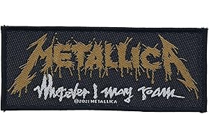 Metallica - Parche con logotipo de Wherever I May Roam, 12 cm x 5 cm, blanco, Accessory Size
