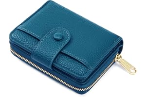ANYWN Mały portfel damski miękki skórzany mały portfel damski mały portfel z dużym zamkiem błyskawicznym portmonetka, Jezioro niebieskie