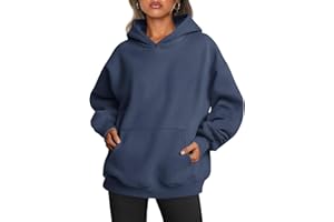 Famulily Ladies Oversized Hoodies Pullover Long Sleeve Sweatshirt Autumn Winter Thermal Fleece Tops with Pockets S-XL