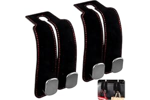 ZESCYHA Lot de 2 Crochets pour Appuie-Tête de Voiture, Crochets Siège Voiture Double pour Arrière, Accessoires Pratiques d’Organisation pour Voiture, Idéal pour Sac à Main Sacs et Autres Objets (Noir)