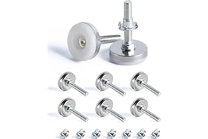 SPDYCESS 8 szt. M8 X 35MM Regulowane Nóżki Poziomujące, Wkręcana Okrągła Podstawa Nóżki Meblowe, Stała Stopka Nóżek Stołowych, z 8 szt. Nakrętki, do Nogi Łóżka Szafki