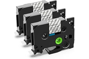 ‎AIRMALL Airmall kompatibel TZe 131 Transparent Schriftband als Ersatz für Brother P-touch Bänder 12mm Clear TZ Tape Schwarz auf Durchsichtig TZe-131 TZe131 für P-Touch H107B H105 H110 1000 Cube Etiketten, 3x