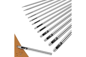 RAIRSKY 12 Pièces Poinçon Creux en Acier Rond Pour Cuir 0.5mm-6mm - Emporte Pièce à Frapper Pour Bracelets de Montre, Ceintures, Toile, Papier