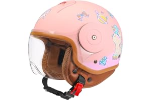 Kids 3/4 Open Face Motorcycle Helmets for 4-15 Years Old, Youth Child Dirt Bike ATV Helmets, Lightweight Vintage Half Helmet for Electric Scooter Moped Go Kart 4 Wheeler, DOT Approved