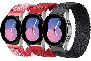 SOLOLUP 3 Pcs Geflochtenes Solo Loop Armband für Samsung Galaxy Watch 6/5/4 40mm 44mm/Watch 6 Classic 43mm 47mm/Watch 5 Pro 45mm/4 Classic 42mm 46mm,Nylon Sport Ersatzband Dehnbare,Rot Weiß/Rot/Schwarz，L