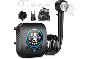 Spopal Doccia da Campeggio, [Nuova Versione] [Ricaricabile 8000mAh] Doccia Portatile con Soffione Doccia, Display di Temperatura e Potenza, Doccia da Esterno per Spiaggia, Auto, Giardino, Animali