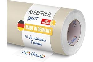 FOLINDO Möbelfolie selbstklebend matt - langlebige Möbel Klebefolie 751 Sandgrau 5 m x 63cm - Klebefolie Küche - selbstklebende Folie Möbel - moderne Schrankfolie versch. Größen
