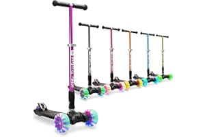 3StyleScooters RGS-3 Kids Scooter for Ages 3-12 - 3 Wheels Scooters with LED Light Up Wheels for Boys, Girls, Toddlers, Children - Adjustable Height Kick Tri Scooter with Foldable Travel Design