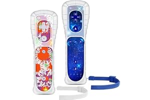 AUFGLO Wii Controller 2 Pack - Wii Remote with Silicone Case and Wrist Strap - Starrysky und Graffiti