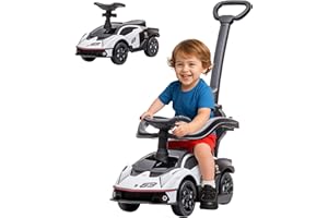 AIYAPLAY Porteur Enfants Lamborghini Essenza SCV12 sous Licence Porteur bébé Voiture à Pousser pour Enfants 1 à 3 Ans Multi-équipée avec poignée de poussée, Garde-Corps, klaxon et Volant, Blanc