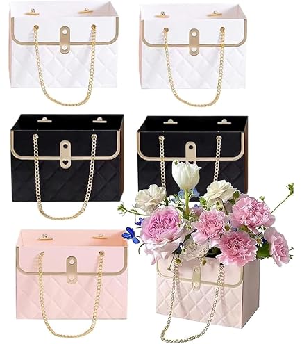 Weihnachts-Blumenstrauß Box – Burgunderrot/Gold Schneeflocken Design, 24,5 Cm Hoch, Faltbar