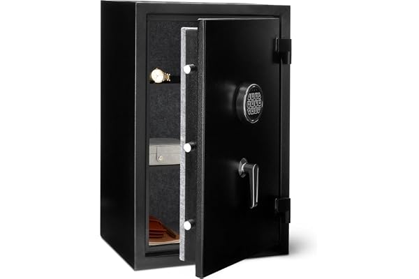 Amazon Basics Coffre-fort de sécurité résistant au feu avec clavier électronique programmable, 60 L, noir, 43 cm L x 35 cm P x 66 cm H