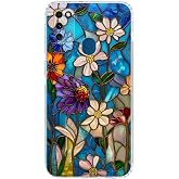 PrintiFy Samsung Galaxy M21 ile Uyumlu Vitray Mavi Bahar Tasarımlı Şeffaf Silikon Kılıf