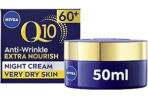 NIVEA Q10 Anti-Wrinkle 60+ Extra Nourishing Night Cream (50ml), Nourishing Night Cream Reduces Deeps Wrinkles, Intensely Hydrating and Restoring Overnight Anti-Wrinkle Moisturiser