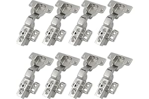 LOOTICH 95 Grado Mezza Battuta Esterna Forte Cerniere 40mm con Ammortizzatore per Porte Pesanti e Spesse Soft Close Cerniera per Cucina Armadio Porta Ante Mobili Paracolpi 8 Pezzi