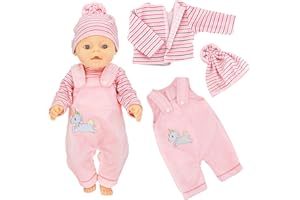 Gemtte 5 Set Ropa de Muñeca 43-48 cm para Muñeca Recién Nacida, Ropa de Muñeca para Niños y Niñas, Poni Rosa