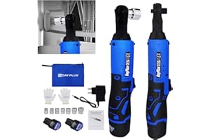 HSHa 12V impact clé à cliquet sans fil avec 2 x 1500ma batterie 3/8 "clé de puissance à entraînement carré pour les projets de construction couple maximal de 40nm 7 prises de différentes tailles bleu