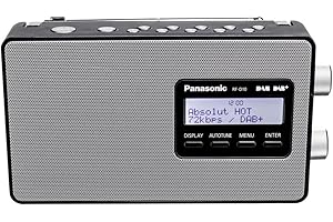 Panasonic RF-D10EG-K Radio Digitale Portatile DAB/DAB+/FM, Display LCD Retroilluminato, Alimentazione a Batteria e a Corrente, Orologio, Nero