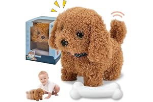 YISKY Cane giocattolo che cammina e abbaia, Peluche Cane Interattivo Giocattolo, Cane Elettronico per Animali per Bambini, Realistici Cane Robot Giocattolo, Regali Giocattoli per Bambini di 1-13 Anni