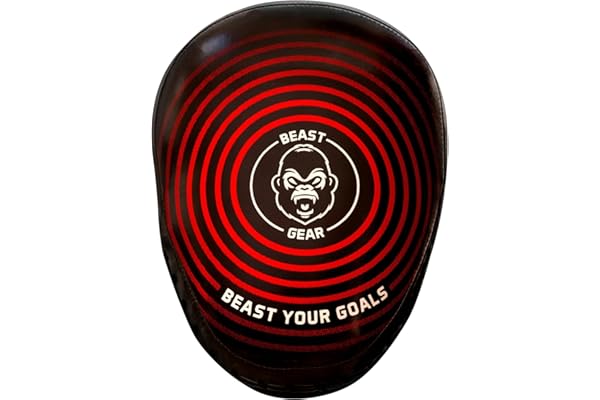 Beast Gear Mitts – Cuir Véritable Cible Focus – Design Incurvé avec Support de Poignet et Sangle Régler pour Crochet & Jab, MMA, Kickboxing & Muay Thai