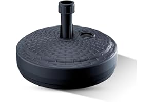 GARDENIX Base de Sombrilla Redondo Antracita con Aspecto de ratán de plástico rellenable con Arena, Agua, Grava para jardín, Playa, terraza, paragüero